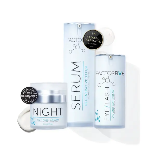 Factor Five night cream, serum and eye and lash serum